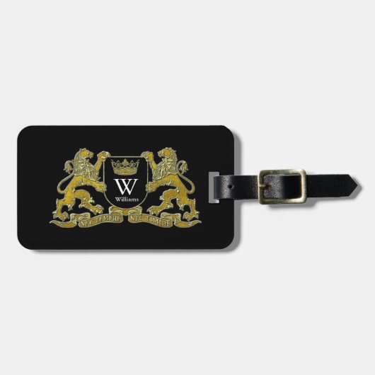 Uw wapenschild monogram en kleur bagagelabel (Voorkant horizontaal)