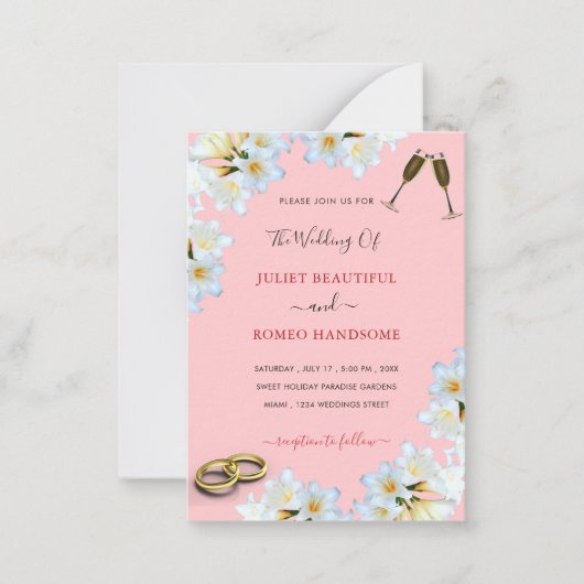 Uw witte lelies roze bruiloft uitnodiging Sjabloon (Voorkant)