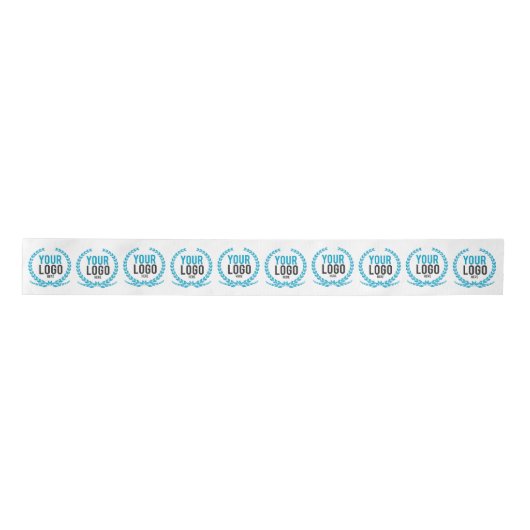 Uw zakelijke Logo | Breedte over gepatterd wit Lint (Voorkant)