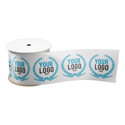 Uw zakelijke Logo | Breedte over gepatterd wit Lint (Spoel)