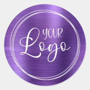 Uw zakelijke Logo hier Metallic Amethyst Ronde Sticker
