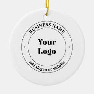 Uw zakelijke Logo & promotietekst Wit Keramisch Ornament