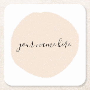 Uw zakelijke Logo roze penseel Vierkante Kartonnen Onderzetter