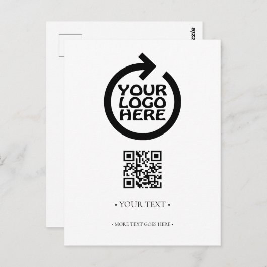 Uw zakelijke QR-code en -Logo Briefkaart (Voorkant / Achterkant)
