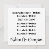 Uw zakelijke, vlakke Kaart (Achterkant)