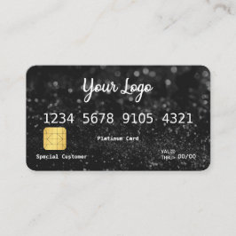 Uw zwarte, glitter-look-creditcard voor uw Logo Visitekaartje