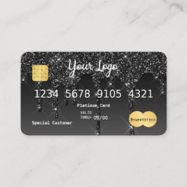 Uw zwarte Logo-drip glitter-look-creditcard Visitekaartje
