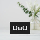 UwU Gelukkig Anime Gezicht Emoticon Visitekaartje (Staand voorkant)