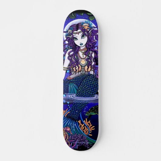 "Uxia" Twilight Moon Gothic Mermaid Skateboard (Voorkant)