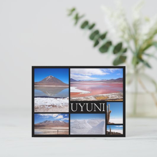 Uyuni multiple image collage noir texte carte post (Debout devant)