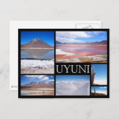 Uyuni multiple image collage noir texte carte post (Devant / Derrière)
