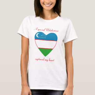 Uzbekistan Vlag Hartend T-Shirt