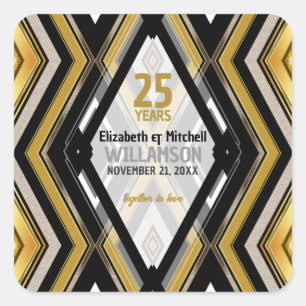 v1 Zwart+Goud Moderne Art Deco Glamour Vierkante Sticker
