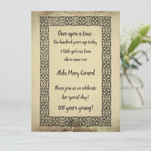 V2 Antiek Storybook 100e verjaardag Kaart (Staand voorkant)