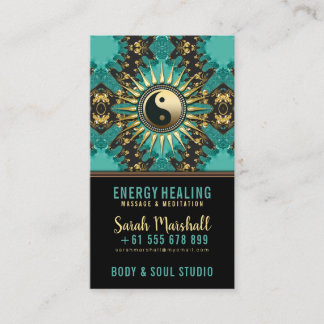 V2 Blauwgroen Gold Eastern Sparkle Yin Yang Visitekaartje