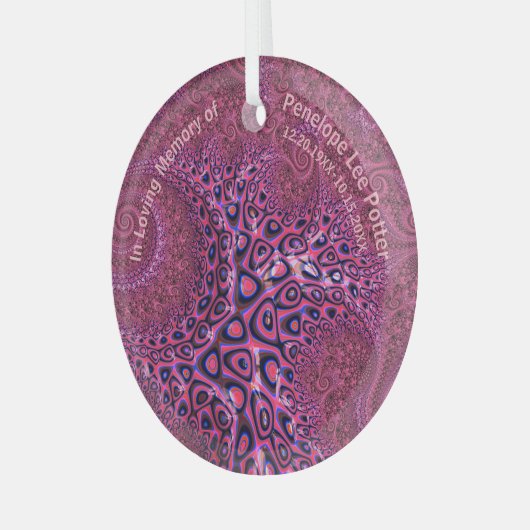 V2 Roze Octopus Fractal Memorial Suncatcher Glas Ornament (Voorkant links)