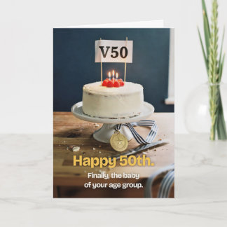 V50 Cake Grappige 50e Verjaardagkaart voor een Har Kaart
