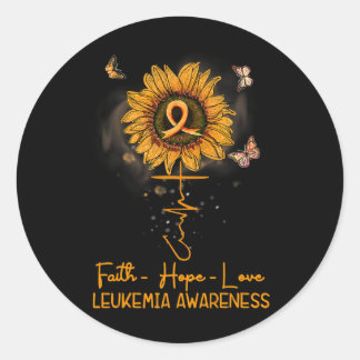 V5az Zonnebloem Oranje Lint Christelijke Leukemie Ronde Sticker