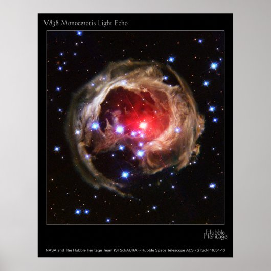 V838MonocerotisLightEcho-2004-10a Poster (Voorkant)