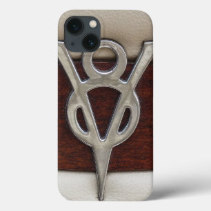 V8 Chrome Embleem leder en hout iPhone 13 Hoesje