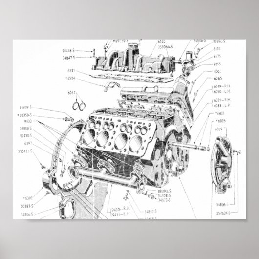 V8-motor Poster (Voorkant)