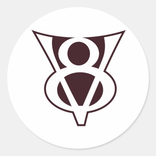 V8-symbool Ronde Sticker (Voorkant)