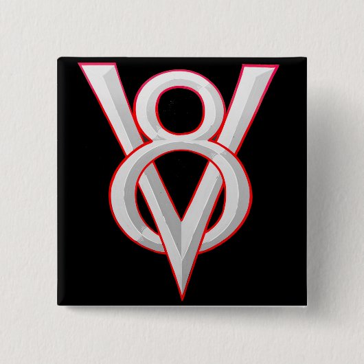 V8-symbool Vierkante Button 5,1 Cm (Voorkant)