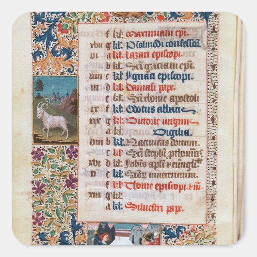 V.25-3 Fol.12v De maand december Vierkante Sticker (Voorkant)