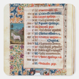 V.25-3 Fol.12v De maand december Vierkante Sticker