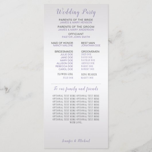 V#2 Programme de mariage floral gris mauve en arge (Dos)