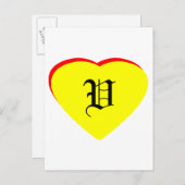 "V" Coeur Jaune Rouge Faire-part de mariage Le MUS (Devant / Derrière)