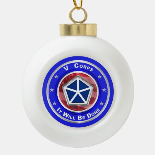 V Corps-kerstkeepomwille Keramische Bal Ornament (Voorkant)