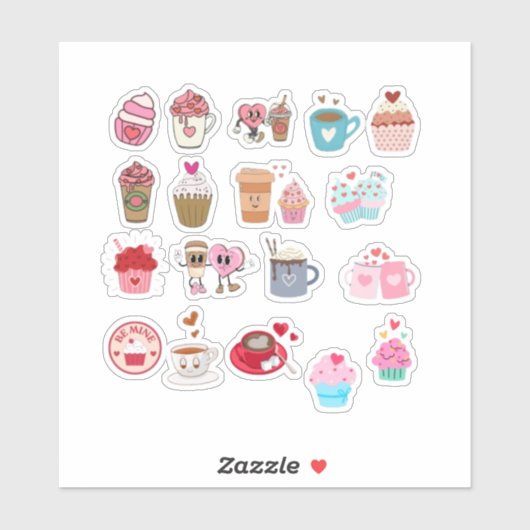 V-Day koffie- en snoepplanner sticker (Vel)