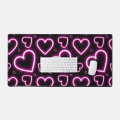 V-Day Pink Neon Hearts Bureaumat (Keyboard & Muis)
