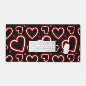 V-Day Red Neon Hearts Bureaumat (Keyboard & Muis)