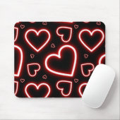 V-Day Red Neon Hearts Muismat (Met muis)