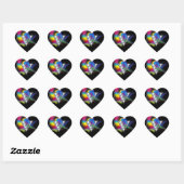 "V" Diamond Bling on Rainbow Swirl Heart Sticker (Vel)