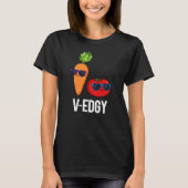 V-Edgy Funny Veggie Pun Dark BG T-shirt (Voorkant)