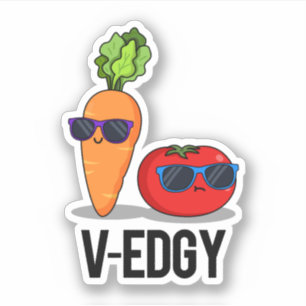 V-Edgy Funny Veggie Pun Sticker