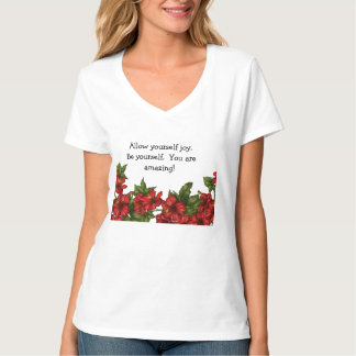 V-hals t-shirt met hibiscus ontwerp