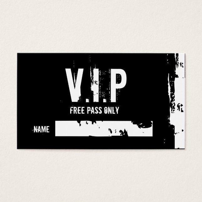 V.I.P, I, I, LIBRE PASS SEULEMENT, NOM, _, _ (Devant)