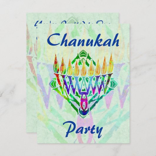 V invitations de partie de Menorah Chanukah (Devant / Derrière)