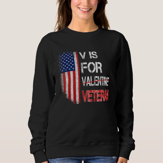 V Is For Veteran Valentine's Day US Flag Trui (Voorkant)