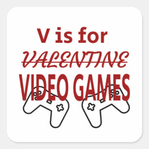 V is voor de valentijn Video Game Vierkante Sticker