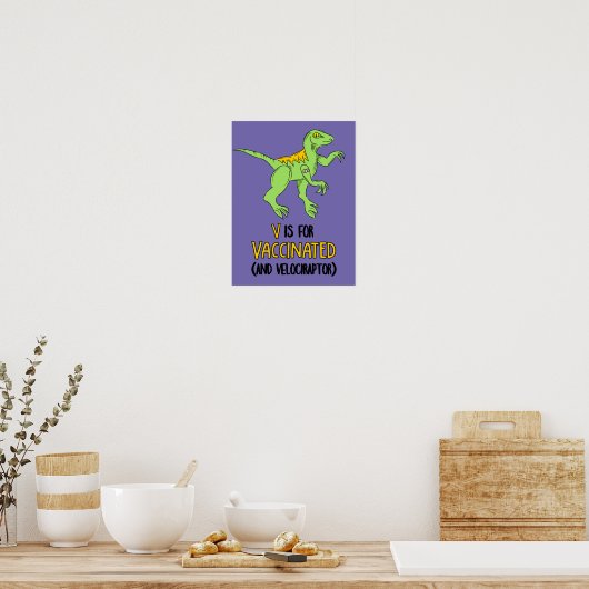 V is voor gevaccineerde en Velociraptor Poster (Keuken)