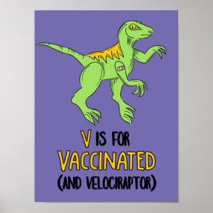 V is voor gevaccineerde en Velociraptor Poster