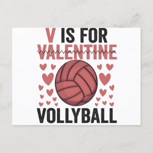 V is voor Valentijn Funny Volleyball Sport Lovers Briefkaart
