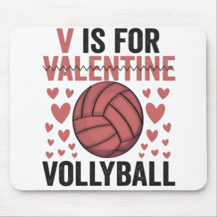 V is voor Valentijn Funny Volleyball Sport Lovers Muismat