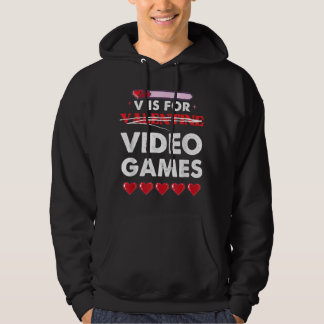 V is voor Valentijn met videospellen Gamer harten Hoodie