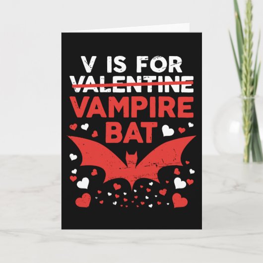 V is voor Vampire Bat Funny Valentijn Kaart (Voorkant)